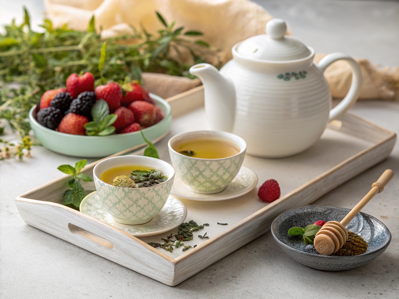Traditionell te-ceremoni med naturliga ingredienser